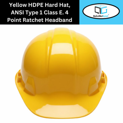 2 Each HDPE Hard Hat Yellow, Type 1 ANSI Class E - 4 Point Ratchet Headband