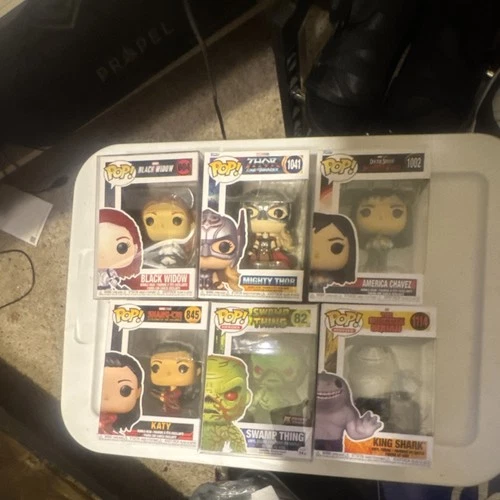 Funko Pop! Vinyl Figures Lot Marvel DC Black Widow Thor Chavez Katy 6-Pack