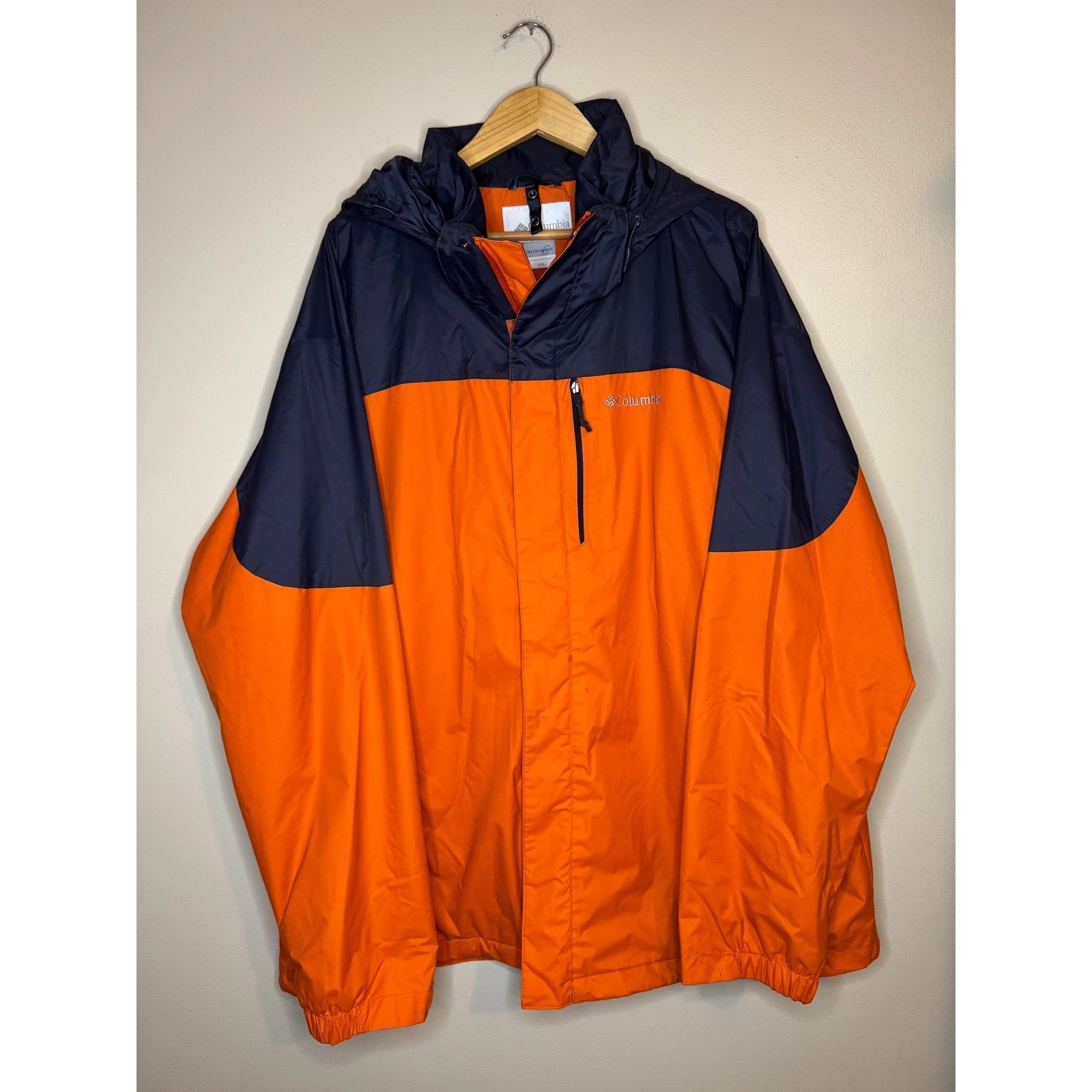Columbia Interchange Waterproof Jacket Orange Blue Hooded XXL