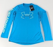 Under Armour YMD Girls Turquoise/Lt Green BIG LOGO L/S Shirt Medium NWT