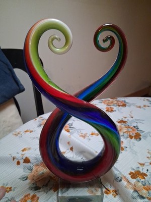 Hand Blown Murano Glassware Art Glass Fused Sculpture Swirl double twist 12/5.5 