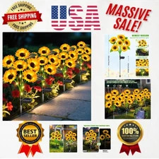Realistic Solar Sunflower Lights - 4 Pack with 60 LEDs for Stunning Illumination