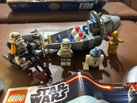 9490 Droid Escape Lego Star Wars Minifigures R2D2 C-3PO Sandtroopers EUC READ