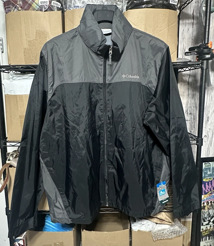 Columbia Glennaker Lake Rain Jacket Men’s XL Black Gray Packable Hooded NWT $75 - Image 2 of 4
