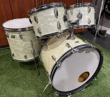 Vintage Ludwig 1970s Drumset White Marine Pearl