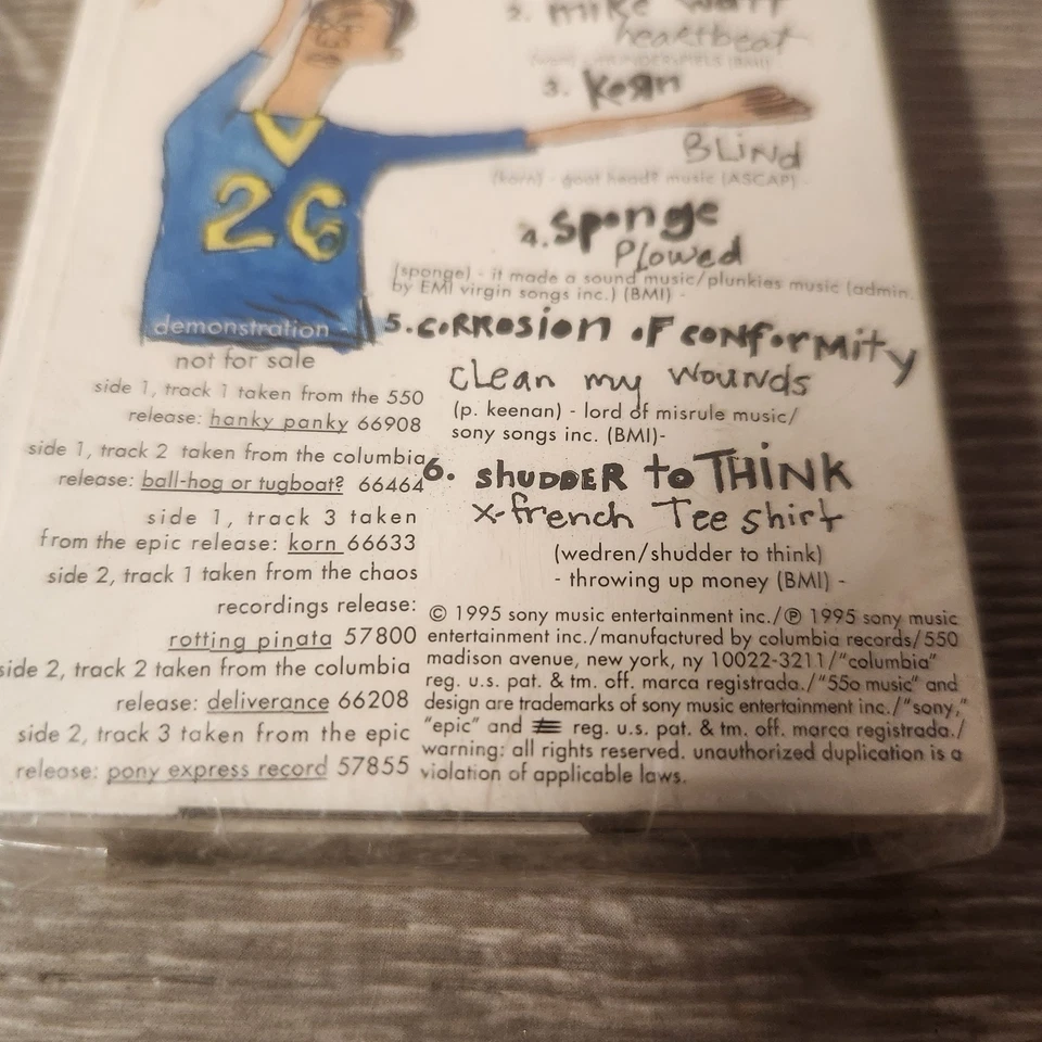 New Sealed Vintage 1995 The Final 4 +2 Promo Cassette Tape Korn Sponge Shudder  - Image 3 of 4