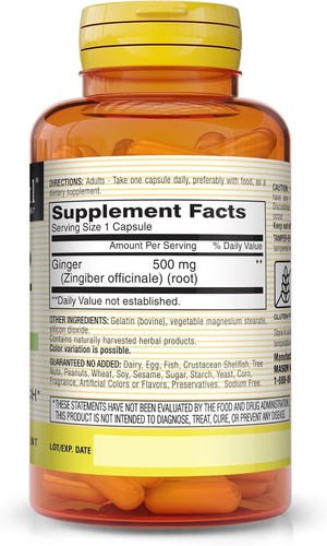 (2PK) Mason Natural Whole Herb Ginger 500 mg, 60 Capsules 311845113955VL - Picture 2 of 3