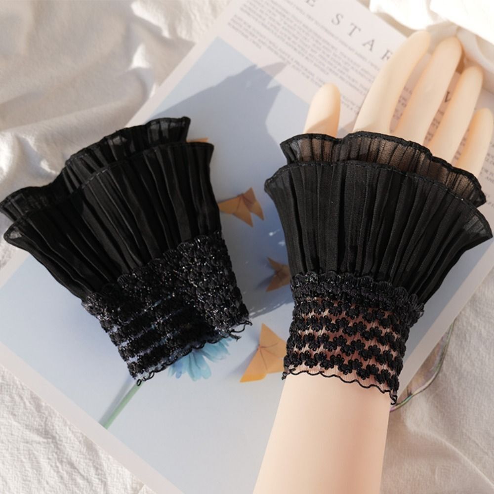 Scar Cover Lace Cuffs Detachable Sleeve Cuffs Ruffles Elbow Sleeve Fake Sleeve - Picture 5 of 10