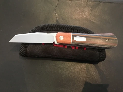 Enrique Pena Custom Raptor Colorful Micarta Front Flipper Folder Folding Knife