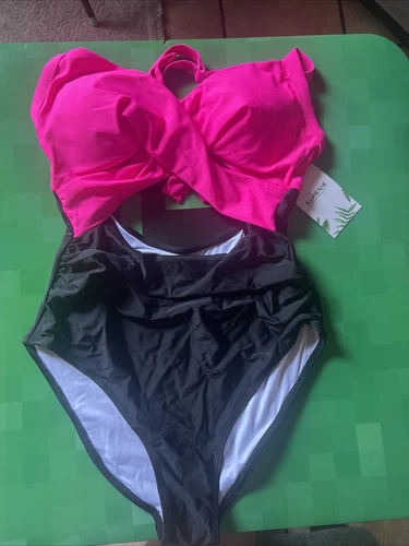 Eomenie Women's One Piece Swimsuits Tummy Control Pink/Black Medium
