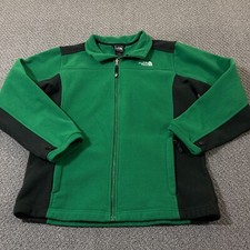 The North Face Boys Size XL 18/20 Full Zip Jacket Fleece Green Black