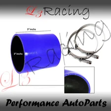 BLUE 3"-2.5" 76-63mm 3-ply Silicone Reducer Hose Turbo Intake Intercooler Chr
