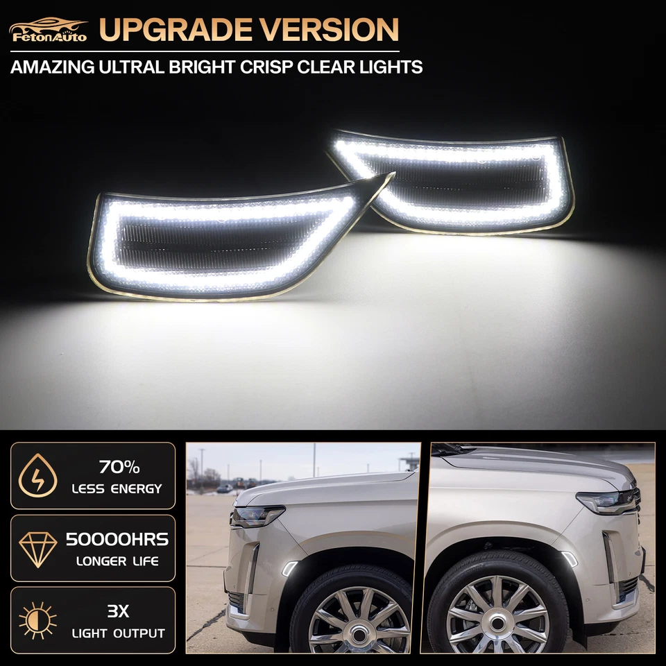LED Side Marker Lights For Cadillac Escalade Chevy Suburban GMC Yukon 2021-2024 - Image 2 of 4