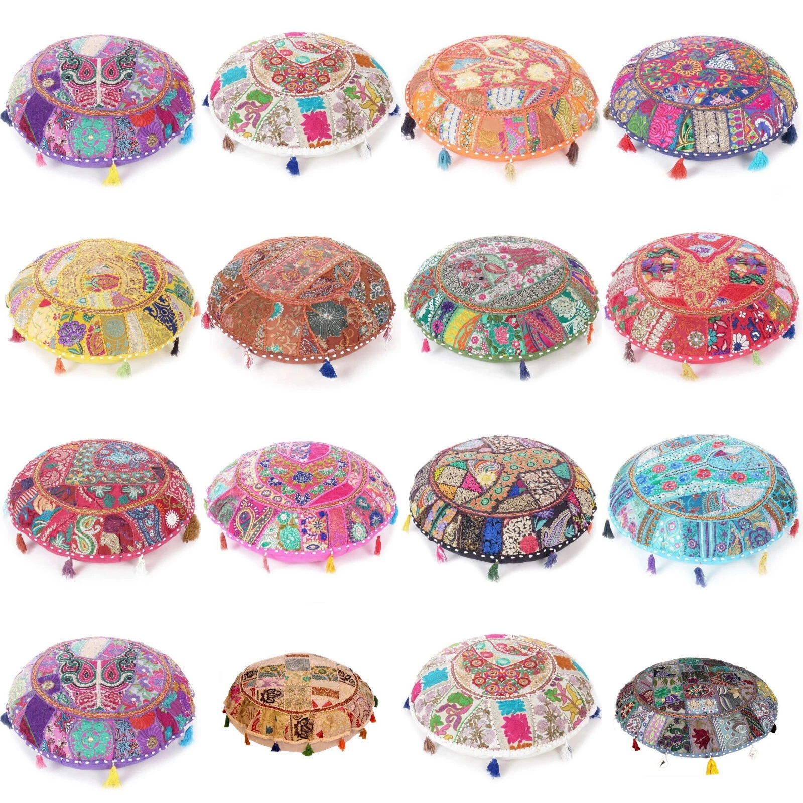 Indian All Size Round Pillow Cushion Cover Floor Patchwork Throw Bohemian Décor
Opens in a new windo