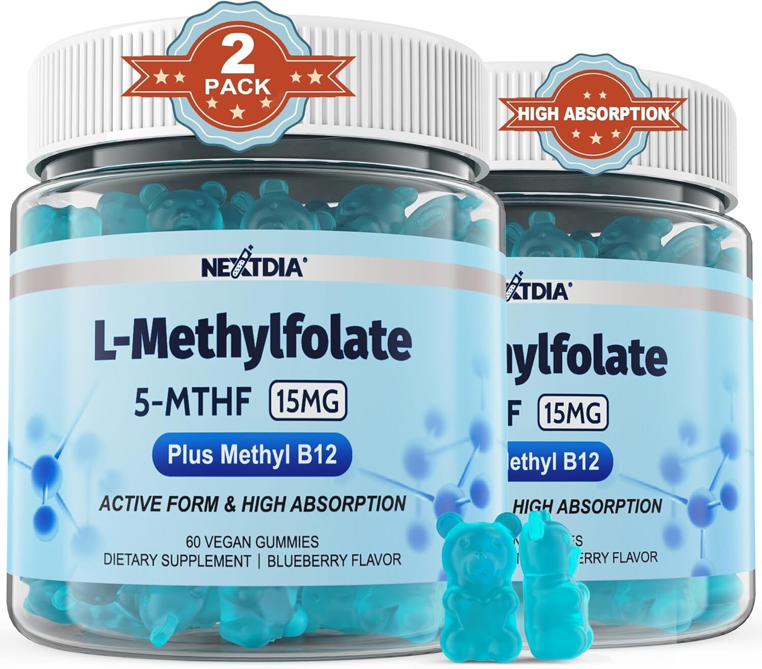 Bioavailable L-Methylfolate and Methyl B12 Gummies for Energy & Cognitive Support 15mg  