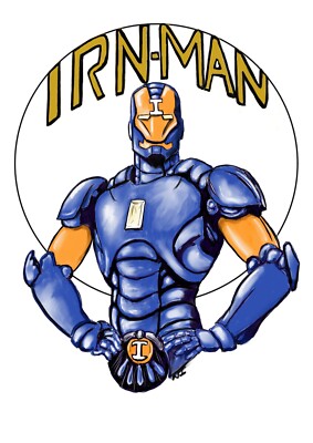 Irn-Man A4 Druck von Neil Inglis Art