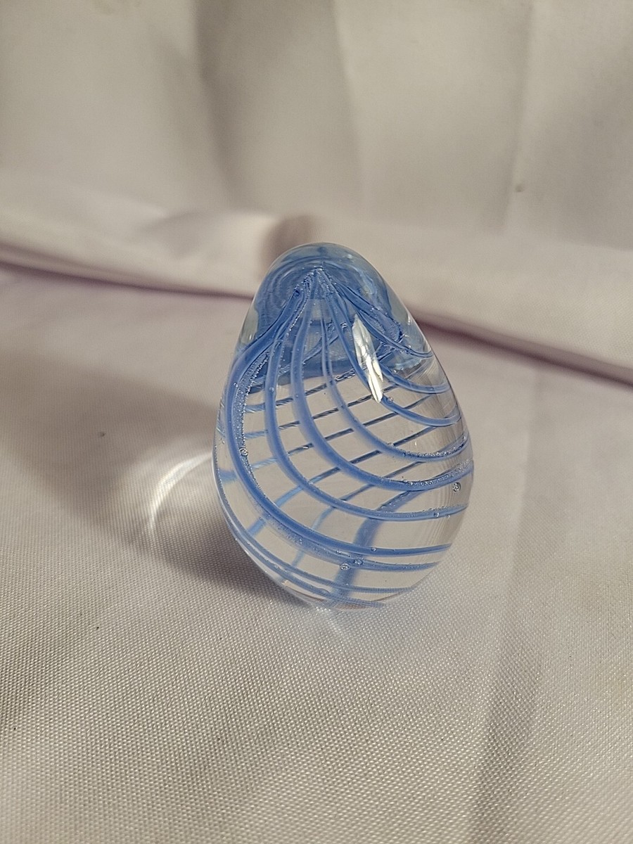 置物 Murano Glass Italy Egg Paperweight Vintage Murano Glass Egg Shaped Paperweight Blue Swirls | eBay
