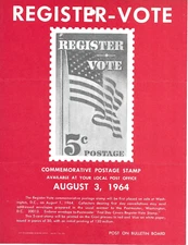 #1249 5-cent 1964 Register Vote Stamp FDC Poster