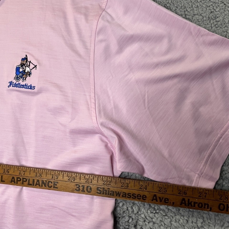 Fiddlesticks FootJoy Stretch Golf Shirt Large Polo Pink Blue Checked