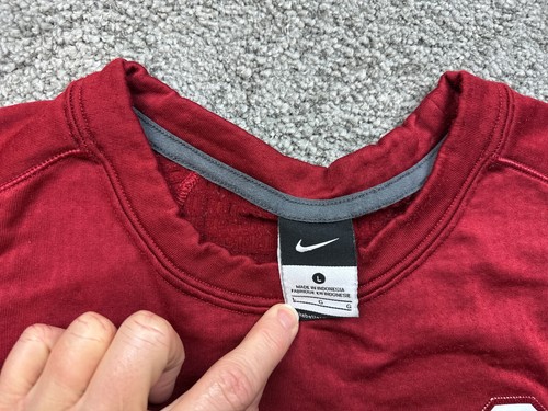Nike Oklahoma Sooners Pullover Large Red OU Logo Check Long Sleeve Sweater Mens - 第 7/15 張圖片