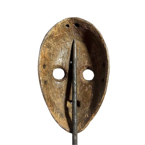 Maschera Dan africana intagliata viso tribale arte costa nera rossa vintage-651 - Foto 18 di 24