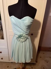 ASOS Ladies Short Dress UK Size 10 Mint Green Chiffon Strapless Belted Lined