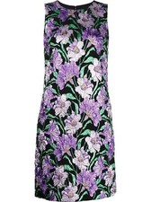 NWT. $4565 Carolina Herrera Metallic Floral Brocade Sleeveless Shift Dress XS
