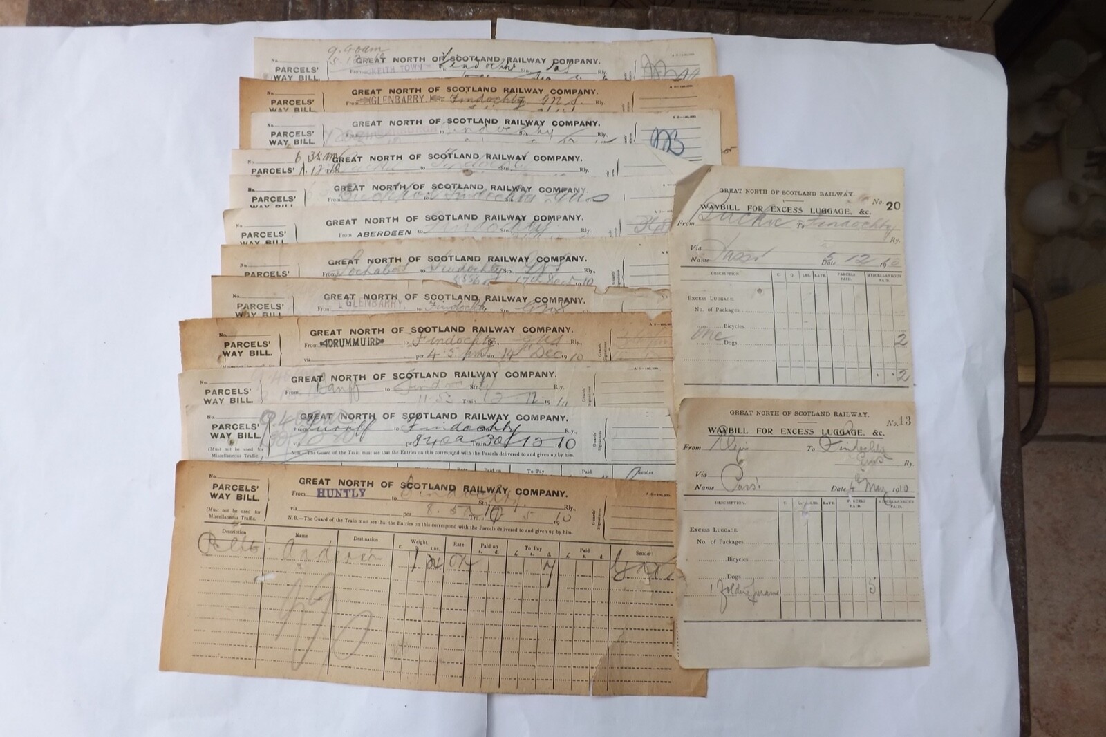 GNSR waybills. Buckie. Keith. Fraserborough. Fochabers. glenbarry