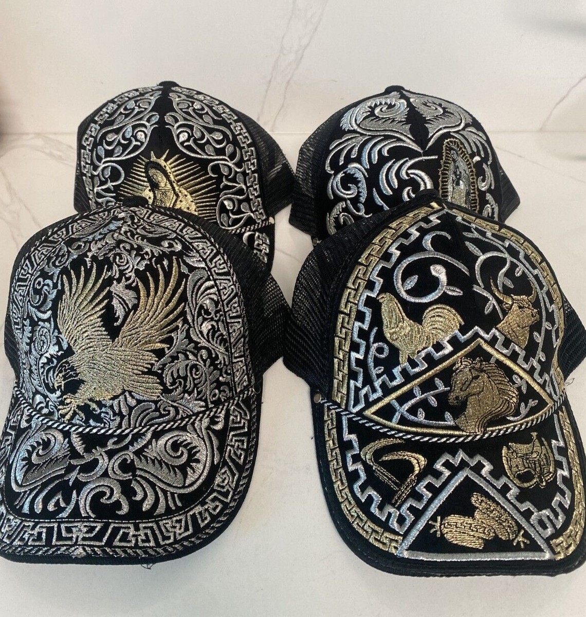 Silver Color Plated Hat Artisanal MeshBack Gris Gorra Artesanal