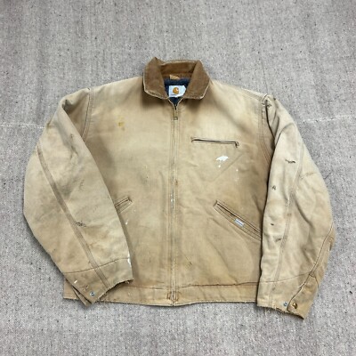 Vintage Carhartt Detroit Jacket Mens Medium Beige 1980s Vintage Carhartt Detroit Jacket Mens Medium Beige 1980s