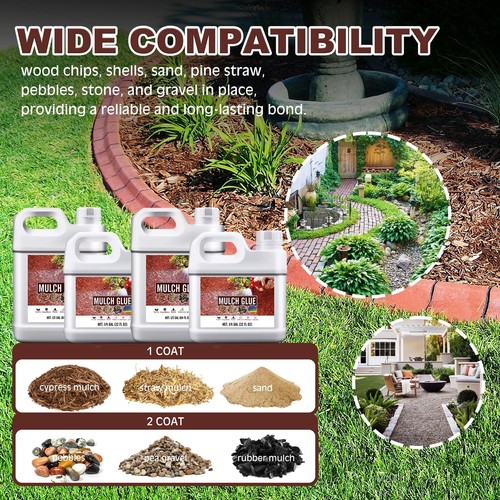 Mulch Glue - 64oz / 0.5 Gallon Landscape Adhesive Gravel Binder Glue with App... - Picture 2 of 7