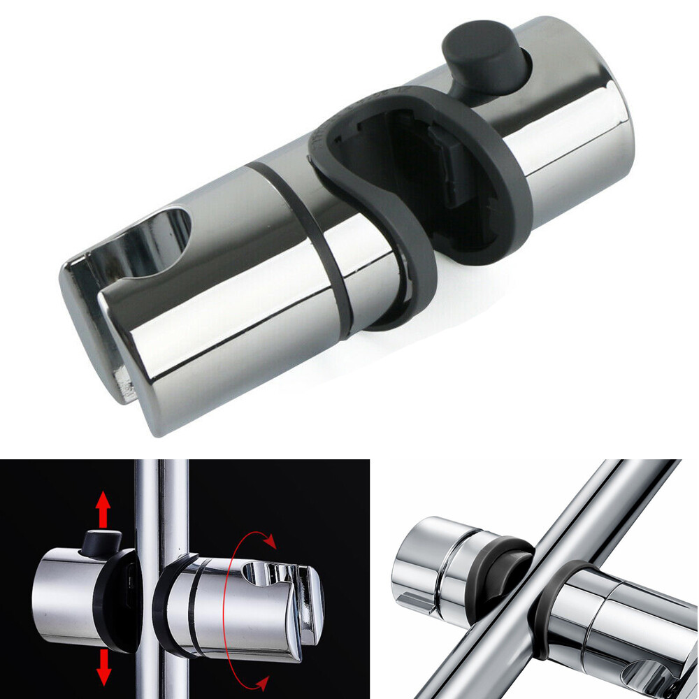Adjustable Shower Head Holder Bracket – 24mm Chrome ABS Slider Mount, Anti-Slip Grip, Fits 18-25mm Pipes – Easy No-Rail-Removal Install