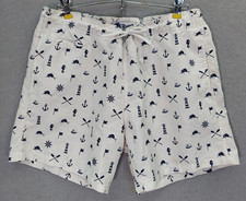 Trunks Surf Swim Co Shorts Board Beach Nautical Print 4 Pocket Men SMALL Navy