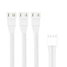 2 Pack 10.6inch 4Pin PWM Fan Extension Splitter Cable 1 to 3 Ways - with 3Pin 4P