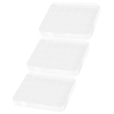 3pcs Clear Acrylic Stamping Blocks With Grid Lines For Scrapbooking Card Making