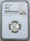 1943-S Lincoln Steel Cent NGC MS65 Superb Frosty Luster, PPQ New Holder #C275Z