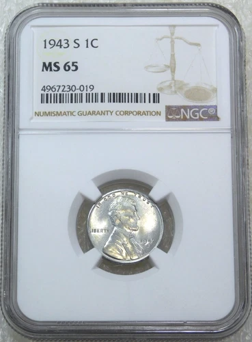 1943-S Lincoln Steel Cent NGC MS65 Superb Frosty Luster, PPQ New Holder #C275Z