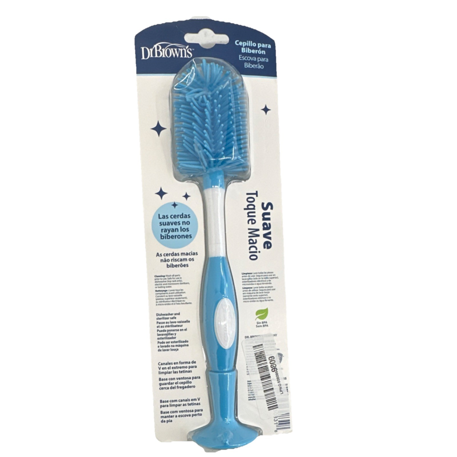 Dr. Brown&rsquo;s Soft Touch Bottle Brush Blue White Soft Bristl