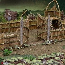 Bamboo Barricades with Gate  - The Gloaming Swamps - Printable Scenery Terrain W