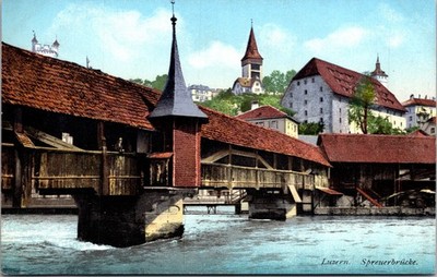 Spreuer Bridge Spreuerbrücke Lucern Luzern Switzerland UNP Postcard XH8