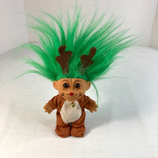 Christmas Russ Troll Doll Vintage Rudolph the Red-Nosed Reindeer, Green Hair