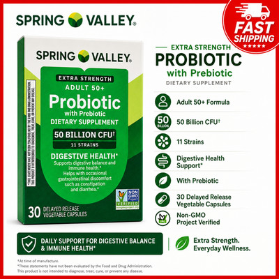 Spring Valley Extra Strength Age 50+ Probiotic with Prebiotic Supplement