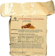 S.O.S. Emergency Food Ration, 3600 Calorie, Cinnamon Flavor, x9 Bars