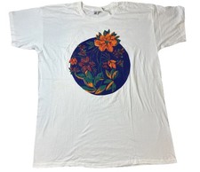 90s danskin plus audrey jones oversized White Floral Graphic tee NOS NWT 2XL