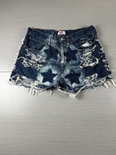 Pantaloncini Levis 501 donna 34 blu invecchiati stampa stelle denim vita alta tagli