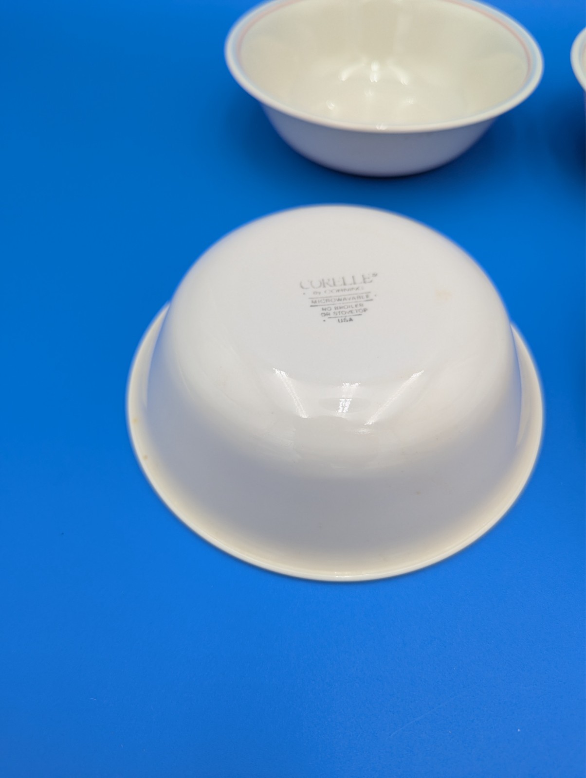 4 English Breakfast Corelle by CORNING Pink Light Blue Cereal Bowls 6 1/4"