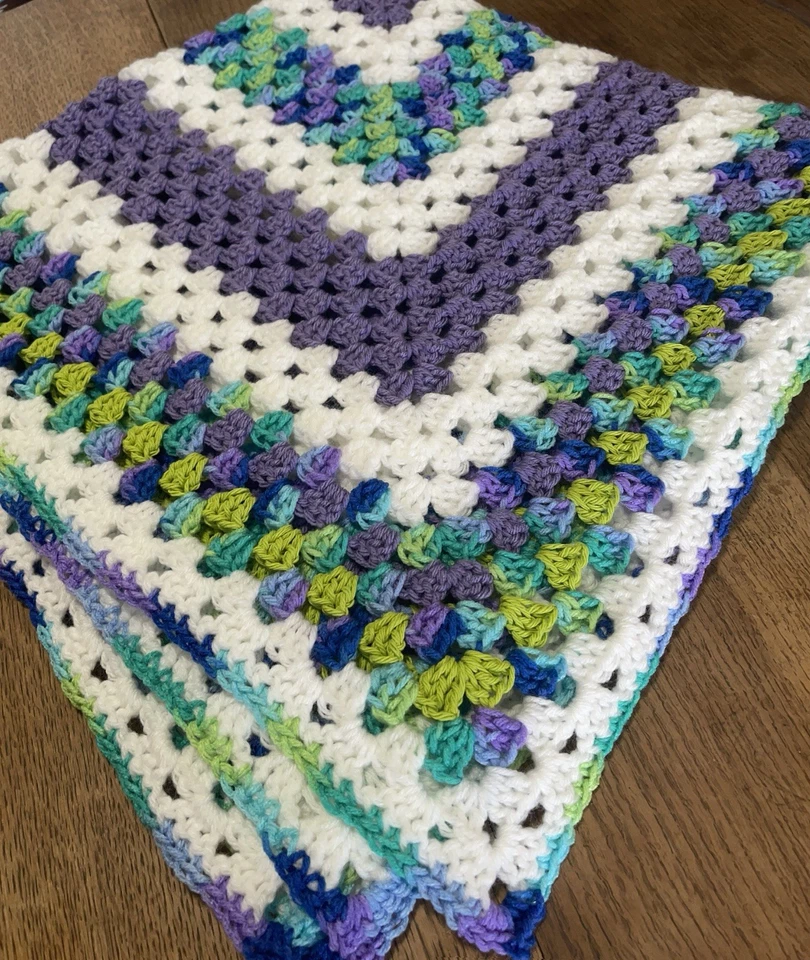 Handmade Crocheted Afghan Throw Sofa Nap Warm Greens FREE SHIPPING  Made In USA - Image 3 of 4