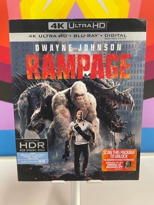 RAMPAGE Dwayne Johnson / 4K ULTRA HD + BLU-RAY + DIGITAL Sealed w/slipcover