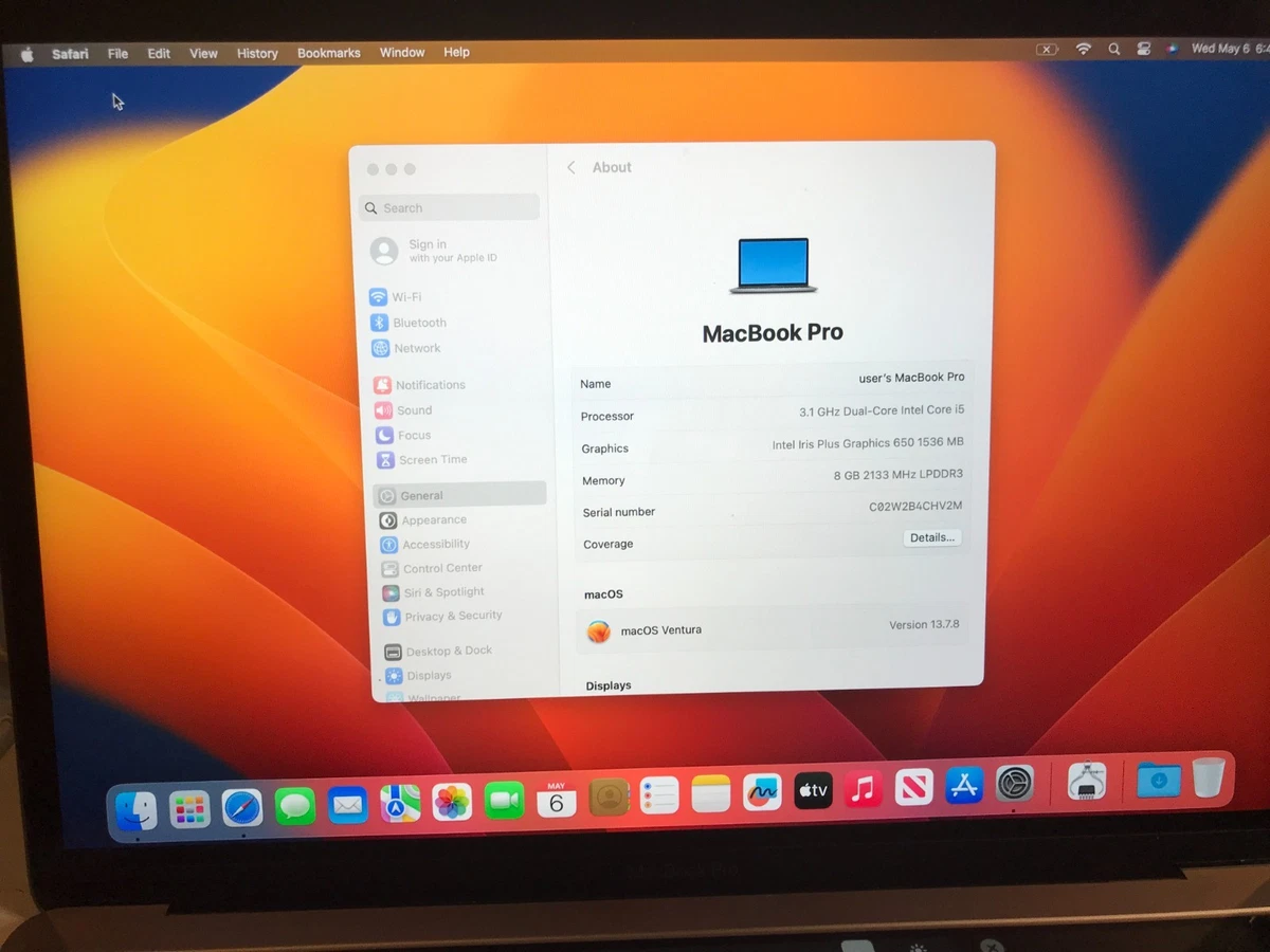 MacBook Pro macOS 10.12, Sierra Apple 13-13.9 in Screen for sale