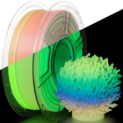 Rainbow Glow in The Dark PETG Filament 1.75mm 1KG, Fast Color Change Gradient...